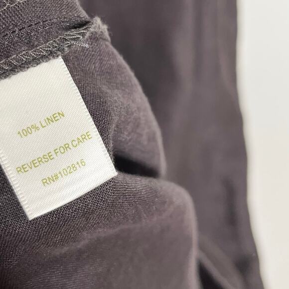 Garnet Hill Womens Sleeveless Linen Shift Dress S Brown V Neck Ruffle Oversized - Picture 8 of 9